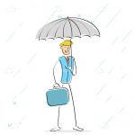 Abstract Businessman with Umbrella Under the Rain